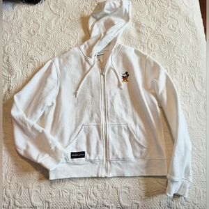 Walt Disney World women's Large white full front zip sweatshirt hoodie VGUC